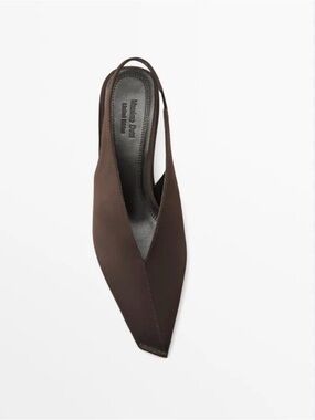 Massimo Dutti Limited Edition Brown Slingback Kitten Heels – 10 New